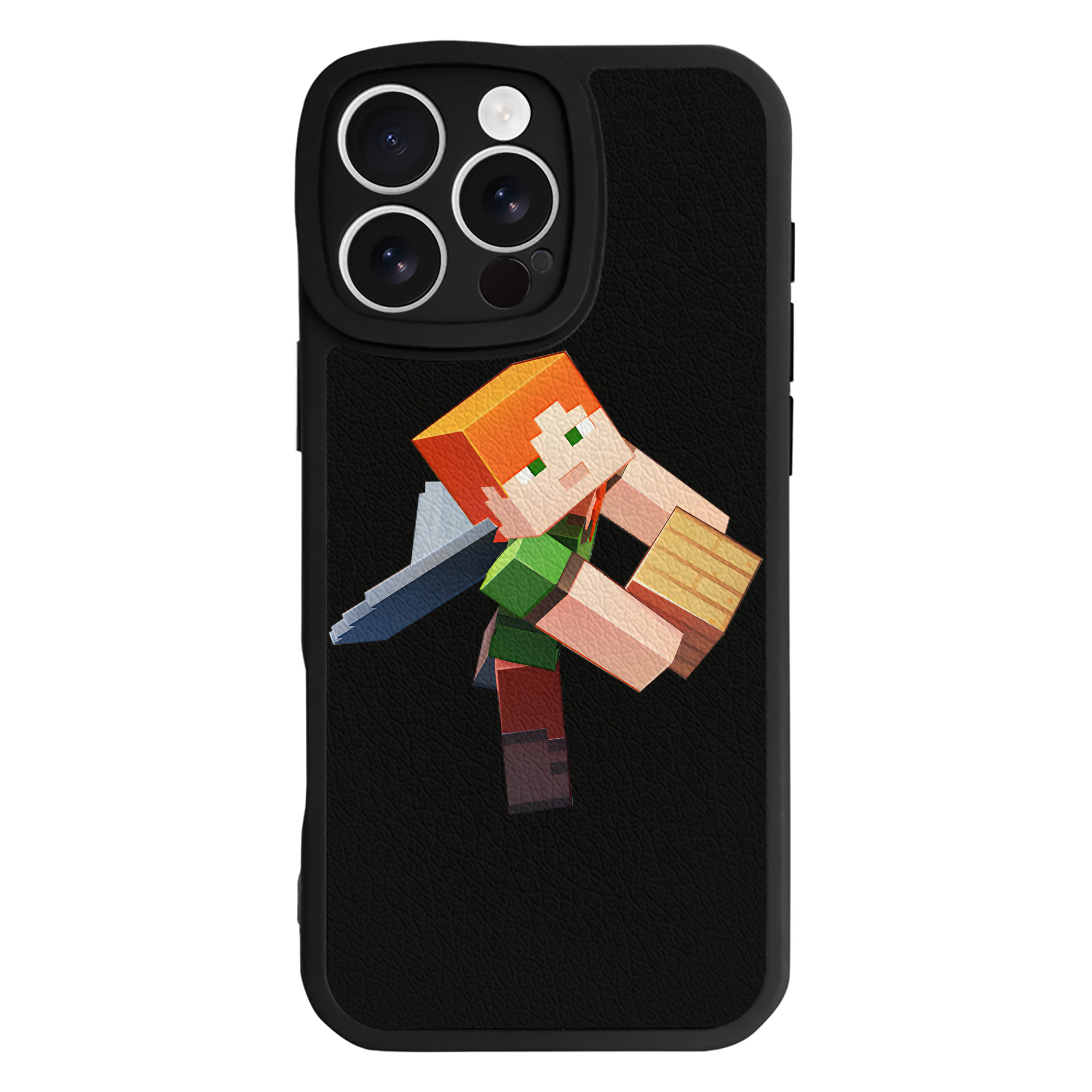 （画像用） マインクラフト ブロックの世界 Minecraft MC Block world 【iPhone 16シリーズ対応】シリコンスマホケース（レザー調） 材質：シリコン